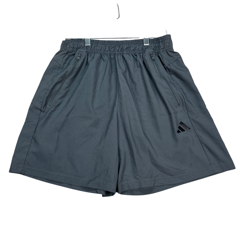 Adidas Athletic Shorts Men Medium Gray Stretch Waistband 3 Stripes AeroReady